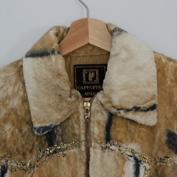 Faux Fur Cotton Blend Jacket Size S Italy designer Cappopera - Picture 6 of 15